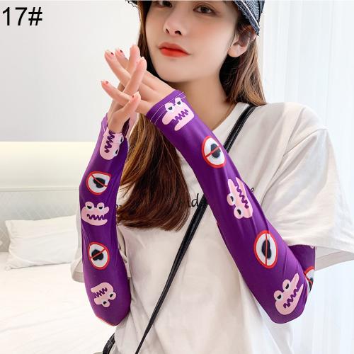 2pcs Summer Arm Sleeves for Women Printed Arm Compression Sleeves Armwarmer Outdoor Sun Block Fingerless Gloves Arm Sleeves: 17