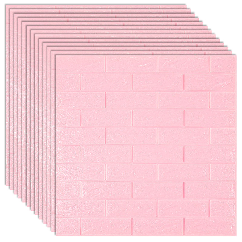 3D Wall Stickers Self-adhesive Wallpaper Brick Panels Waterproof Living Room Kitchen TV Backdrop Decor Bedroom Home Decoration: Pink