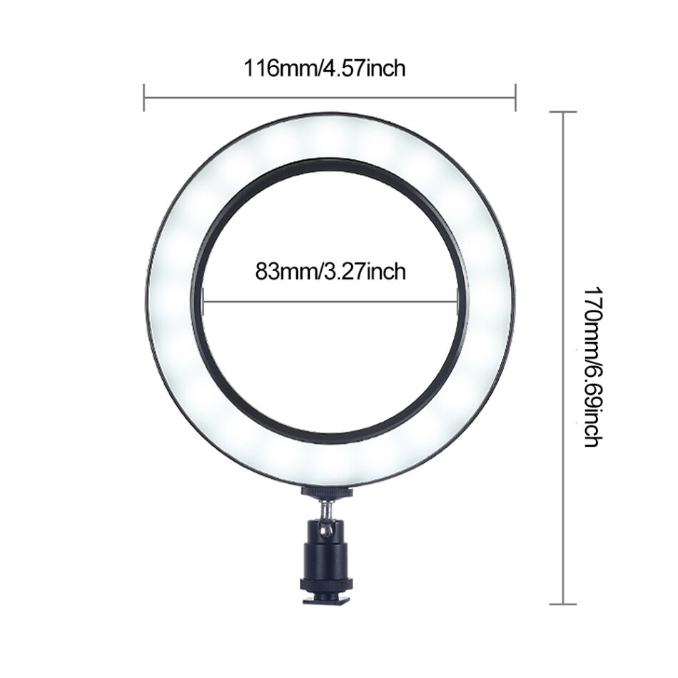 Andoer LED Selfie Ring Light 3200-6500k Studio Photography Photo Fill Ring Light for Makeup Video Live Studio: White