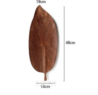 Solid wood tray black walnut whole wood fruit tray Japanese manual log carving leaf shaped wood tea tray