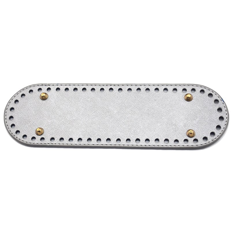 26x8cm Bag Bottom Oval PU Leather Bottoms with Holes Accessories for Knitting Handbag Crossbody Messenger Bags DIY Parts KZBT011: Silver