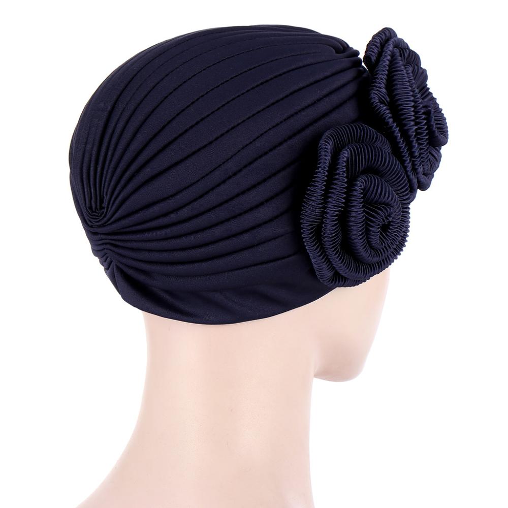Arab Muslim Head Turban Hat Two Big Flower Appliques Indian Women Headscarf Party Caps Head Accessories TB-203