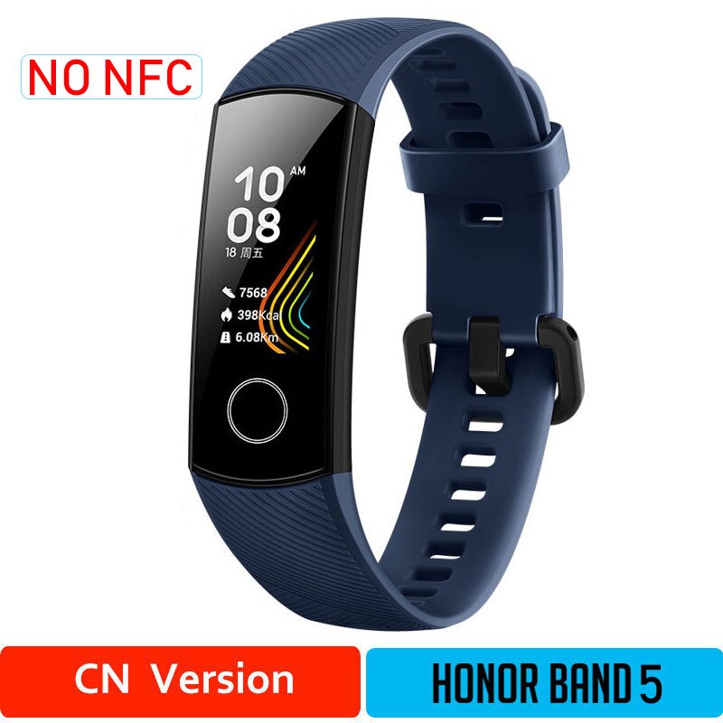 Onore Fascia 5 Nfc Wristband Intelligente di Ossigeno Nel Sangue Multipla Quadranti Attività di Frequenza Cardiaca Fitness Sonno Tracker Passometer Versione Globale: BlueStandard5-2