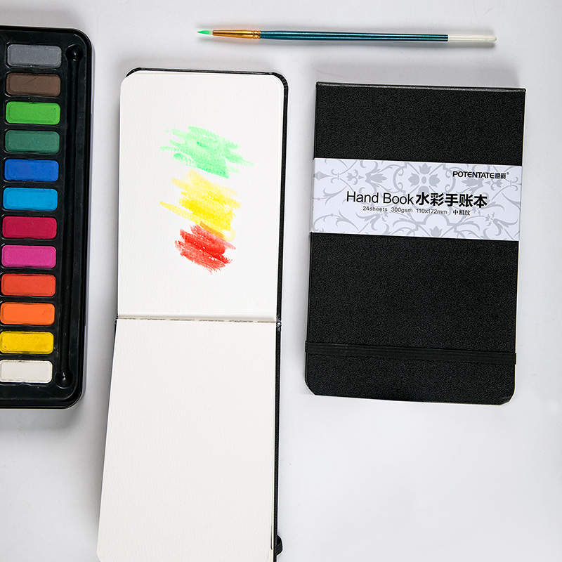 POTENTATE-Bloc de acuarelas de 300gsm, 24 hojas, cuaderno de papelería para bocetos, marcador para bocetos