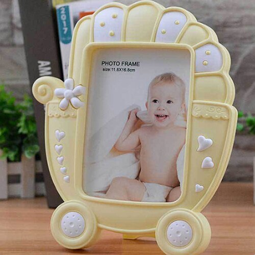 Child Infant Cartoon Photo Frame Photo Desktop Decor Picture Frame Picture Square Children: photo frame yellow
