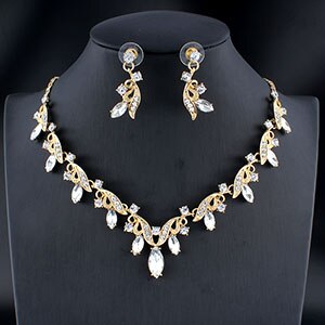 Jiayijiaduo frauen Hochzeit Schmuck Set Gold Silber Farbe Halskette Ohrringe Set Mädchen Brautjungfer Kleider Zubehör neue: 3