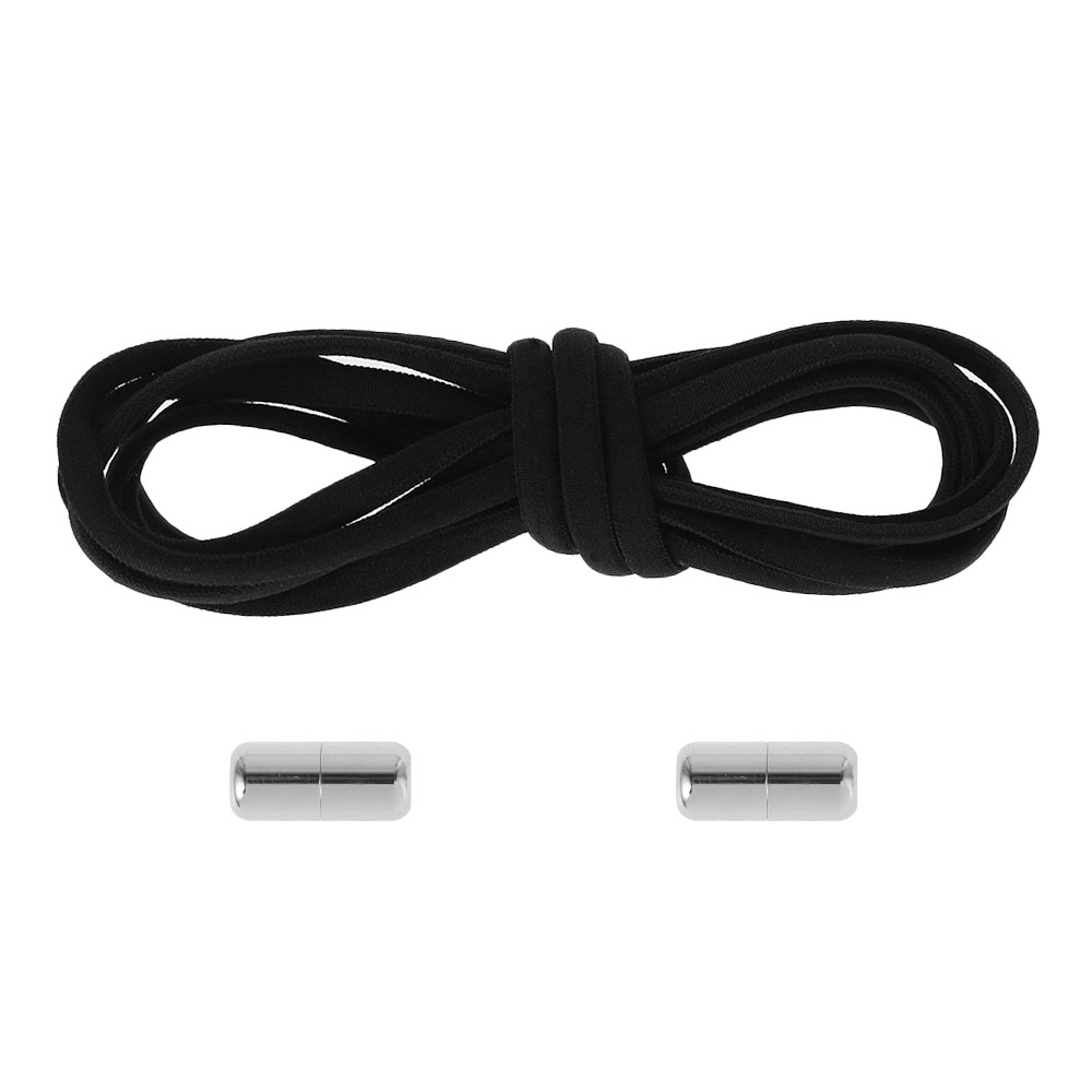 1Pair Elastic No Tie Shoelaces Metal Lock Shoe Laces Lazy Lock Laces Shoe Strings for Kids Adult Sneakers Semicircle Shoestrings: Black Color