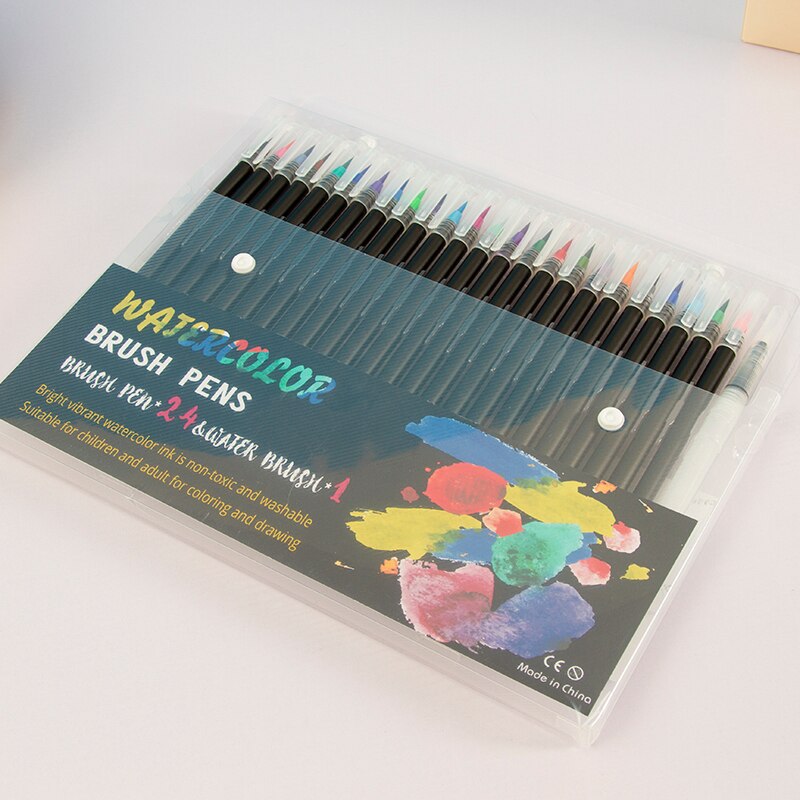 Watercolor Brush Pens Set of 24 - Vibrant Markers with Flexible Nylon Brush Tip for Coloring Books, Calligraphy: 24 brush pen