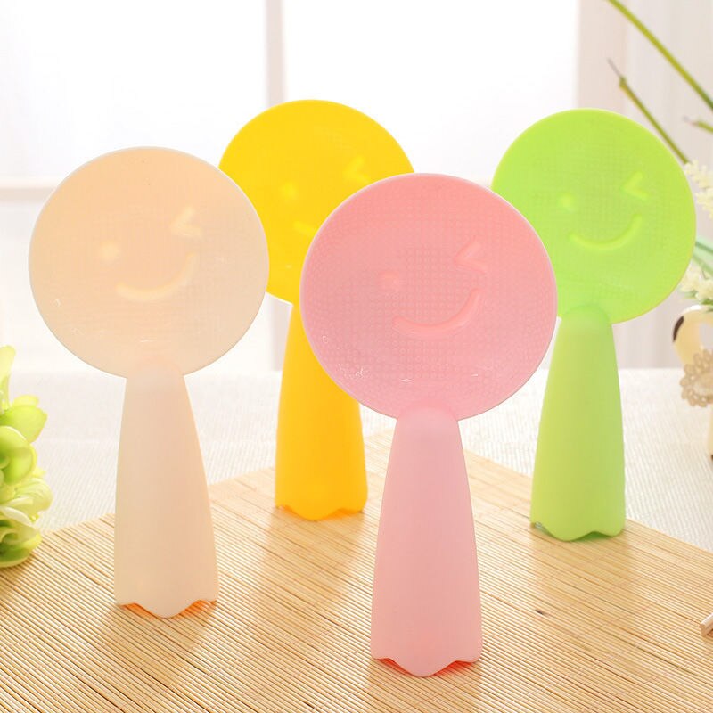 Cute Lovely Smile Shaped Standing Cute Rice Paddle Non Stick Spoon for Sales Pink Kitchen Accessories Rice Scoop B