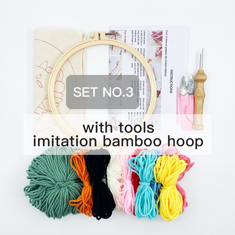 Christmas Tree Punch Needle Embroidery Kit for Beginners Easy Embroidery DIY Needlework Wool Work Home Decor Custom Embroidery: set No.3