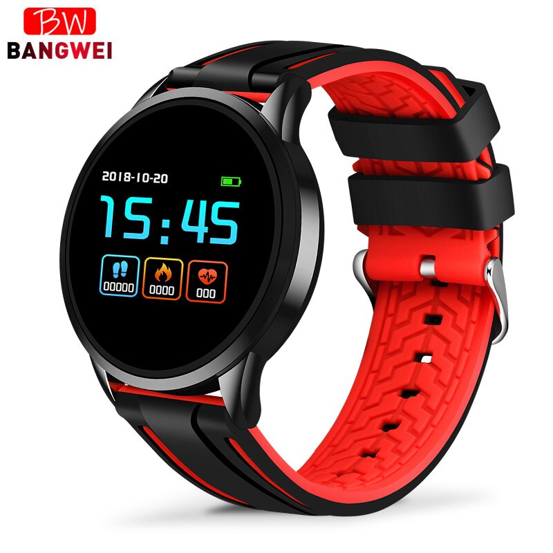 LIGE Neue smart wach frauen männer wasserdichte sport smartwatch Herz rate monitor blutdruck funktion Schrittzähler Fitness tracker: Black red