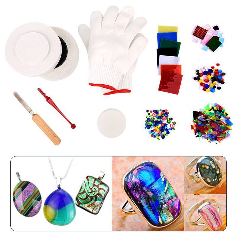 10 stücke Mikrowelle Ofen Bausatz und DIY verschmelzen Glas Schmuck einstellen Machen DIY Schmuck Glas verschmelzen Werkzeuge Mikrowelle Ofen Bausatz