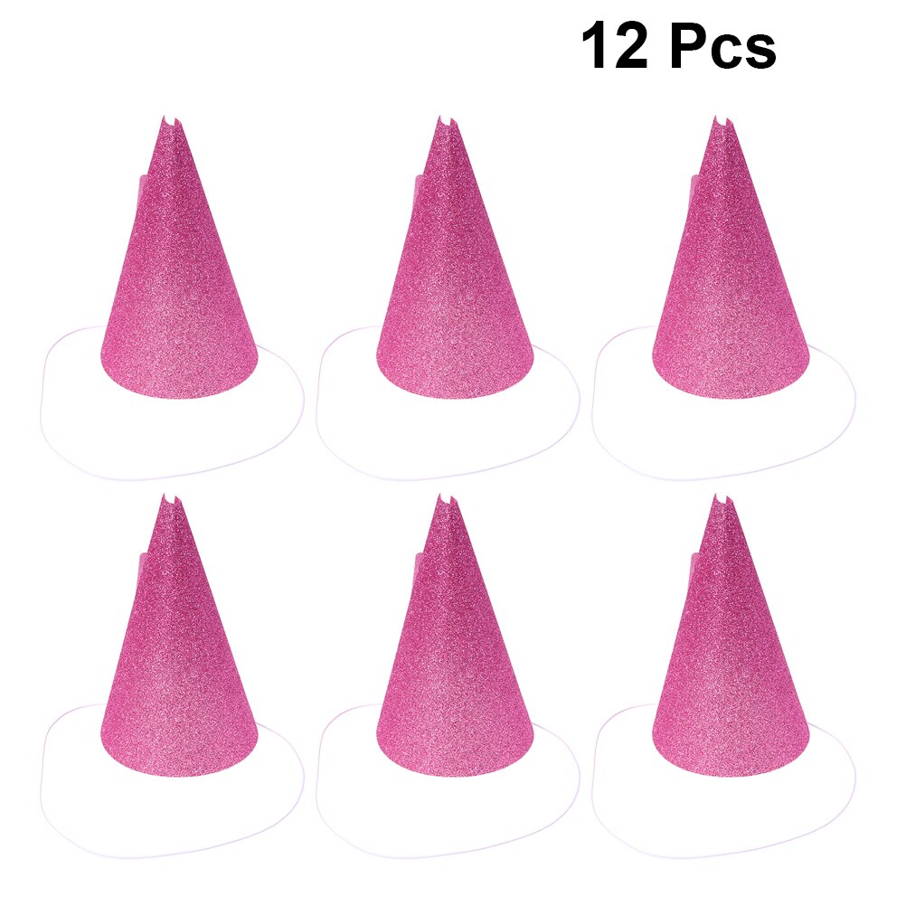 12pcs Glittering Birthday Hats Party Crown Hats Prince and Party Decoration with Strap (Golden)
