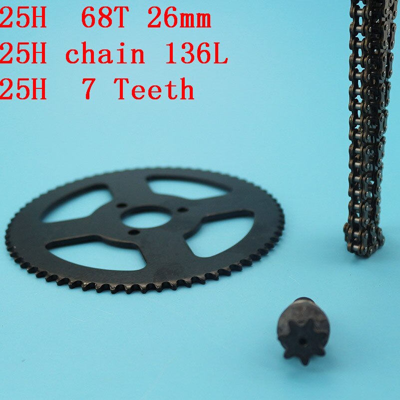 Drive Systeem 25H Ketting (136Links) met 7 Tanden Tandwiel As En 68 Tand (26Mm) tandwiel Fit 47cc 49cc Mini Moto Pocket Bike