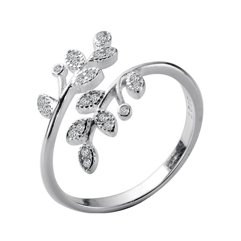 INZATT Real 925 Sterling Silver Zircon Leaves Ring For Women Party Cute Plant Fine Jewelry Minimalist Accessories: Default Title