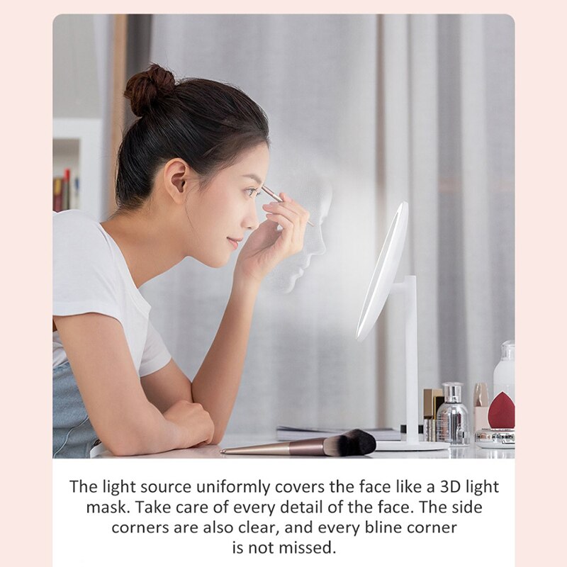 Xiaomi Mijia Electric Makeup Mirror USB Rechargeable LED Lamp 900lux HD Cosmetic Mirror Brightness Adjustable Surrounding
