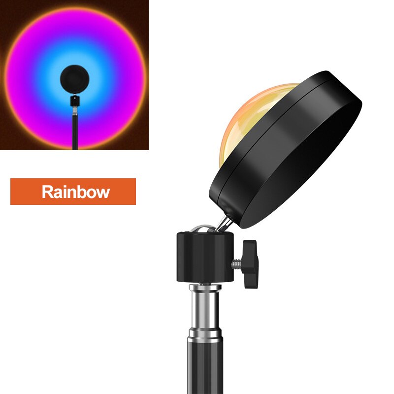 USB Lumière Led Arc-En-Ciel Coucher de Soleil Projection 180 degrés Rotation Lampe de Projection Arc-En-Ciel Pour La Fête À La Maison Salon Chambre Lampes