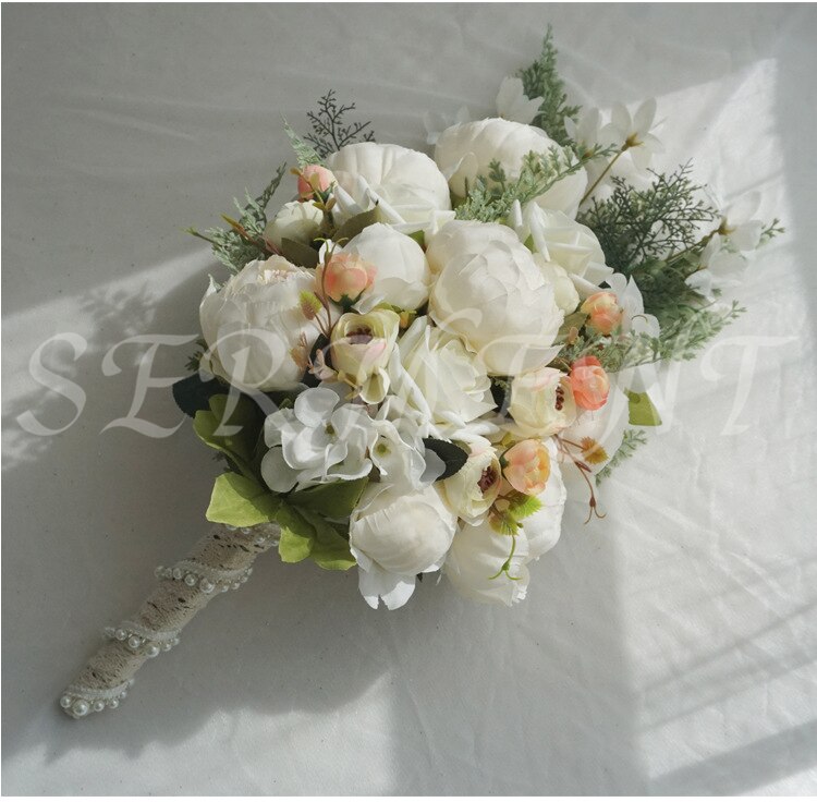 Ramo de flores para boda con caída de peonía para novias, 18,89 pulgadas de alto, 9,84 pulgadas de ancho, 0,38 kg de peso,