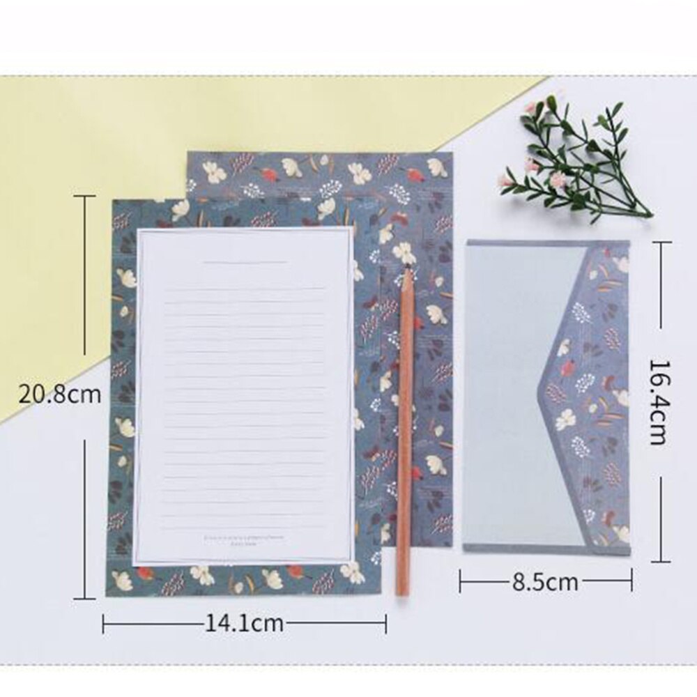 Sobres con estampado de flores y papel de letras, Kit de sobres de papelería para escritura encantadora, 5 Juegos/45 Uds., colores variados