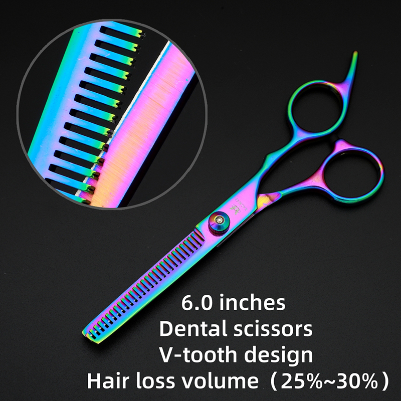 Kalmas kappersschaar set 6.0, kappersschaar set voor het knippen en uitdunnen van haar, salongereedschap: Blauw