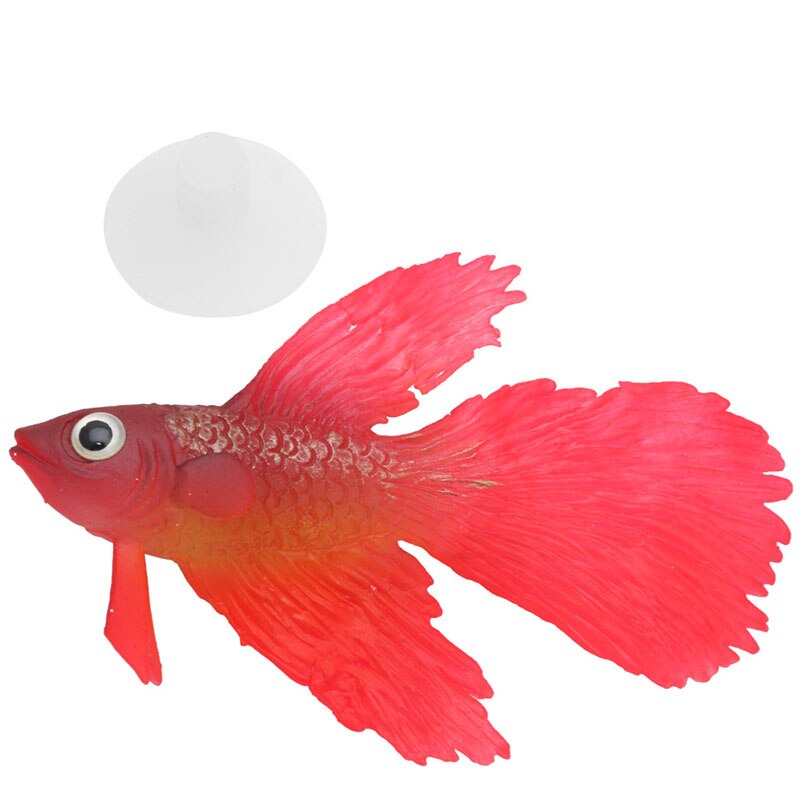 Artificial Soft Silicone Glowing Effect Betta Aquarium Fish Tank Ornament Decor: Red