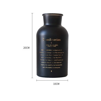 nordisch Schwarz/Weiß Glas Vasen Hydrokultur Pflanze Blume Wohnkultur für Blume Strauß mit Vase Hochzeit Tisch Dekoration: Schwarz 1000ML C