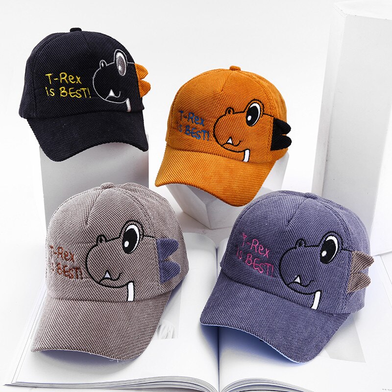 Corduroy Kinderen Baseball Cap Cartoon Dinosaurus Baby Hoed Verstelbare Kids Jongens Meisjes Zonnehoed