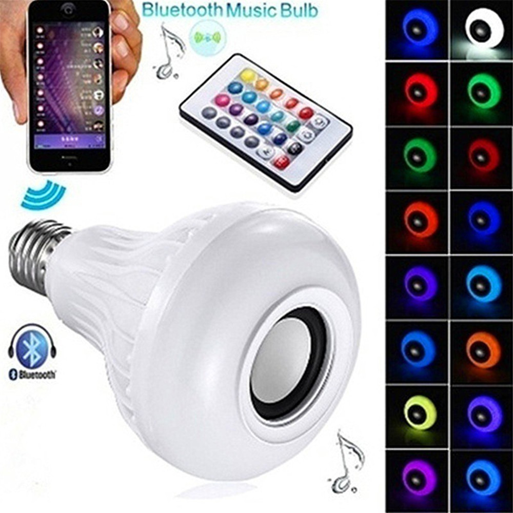 12W Bluetooth Draadloze Dimbare Smart RGB E27 APP Afstandsbediening LED Gloeilamp Muziekspeler