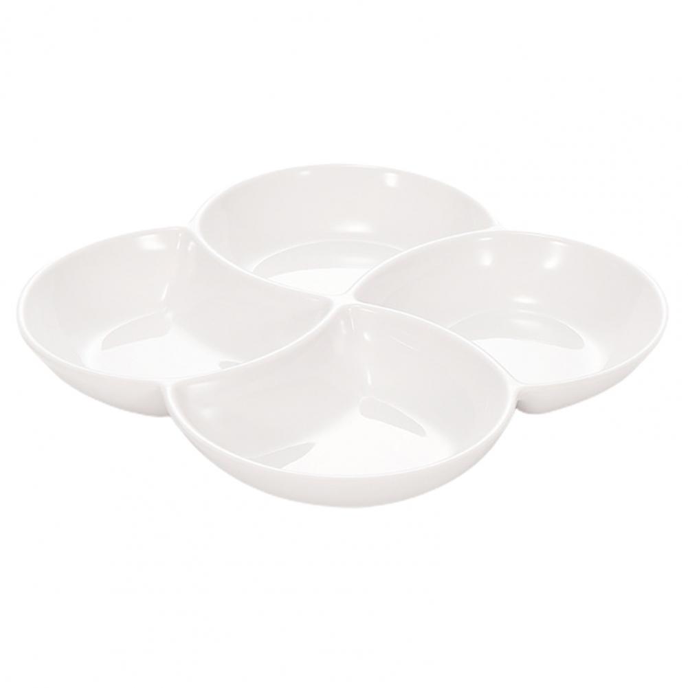 Divided Serving Platter Unbreakable Solid Color Serving Tray Dishwasher Safe Serving Platter for Bar Divided Plate: White