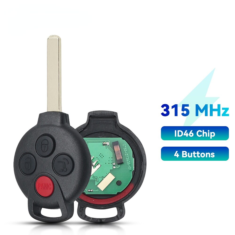 Keyyou 3 knapper ekstern bilnøkkel til mercedes-benz smart smart fortwo 451 2007 433 mhz  id46: Modell 2