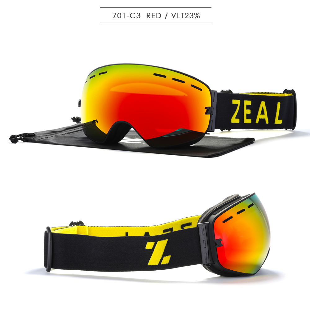 ZEAL ski goggles double layers UV400 anti-fog big ski mask glasses skiing snow men women snowboard goggles Z01: C3