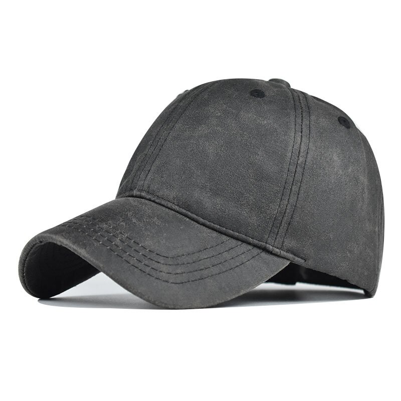 Vasket imiteret læder kasket herre bomuld ren farve baseball kasket til kvinder gorra bone hatte far hat snapback kasketter: 010