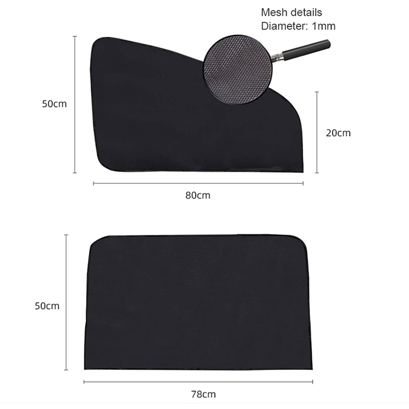 Rideau de Protection solaire magnétique pour voiture, 4 pièces, pare-soleil pour fenêtre latérale, respirant, maille, Protection UV d'été, Film de Protection pour fenêtre