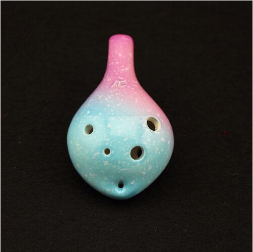 Serie de estrellas de Ocarina, 6 agujeros, 7 colores, cabeza redonda, Alto C, estilo de escritura a mano, instrumento Musical , para amantes: Color 2