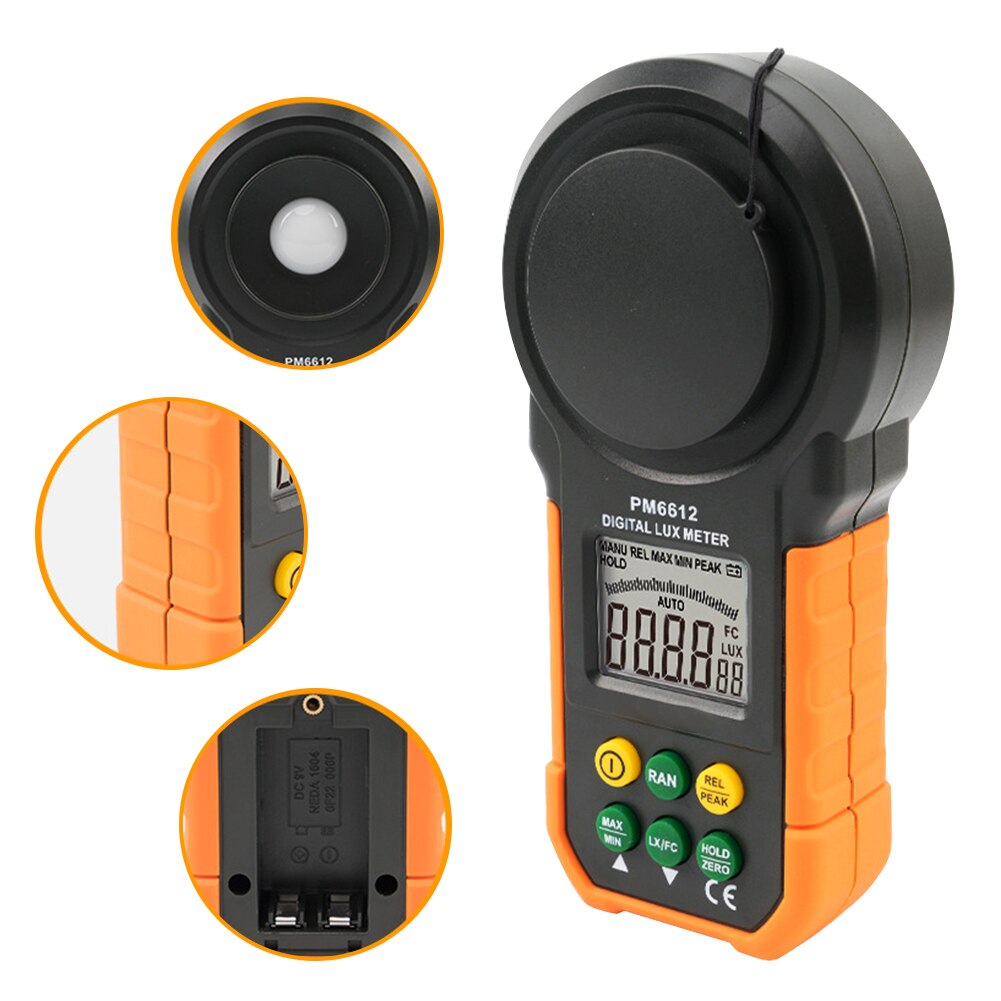 Mètre d'éclairage ABS PM6612 200000Lux grand écran LCD affichage mesure numérique luxmètre haut niveaux portable