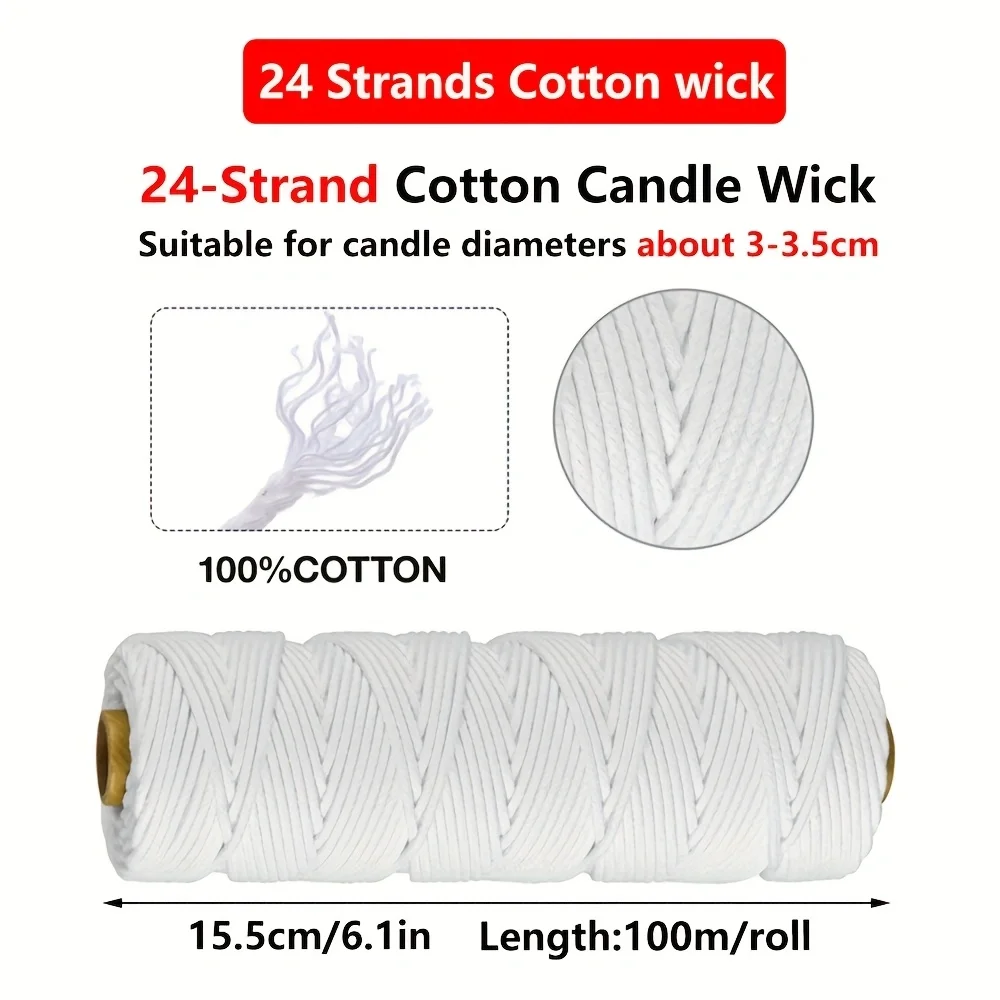Kit de fabricación de velas con mecha de vela de 100m/rollo, mechas de velas ecológicas para herramientas de fabricación de velas DIY, para entusiastas hechos a mano: Verde claro