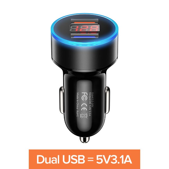 GETIHU 35W 3 Ports USB Car Charger Fast Phone Charge For iPhone 12 11 Pro X XS XR Max 6 7 8 Plus Xiaomi Mi Samsung Huawei iPad: 18W Black