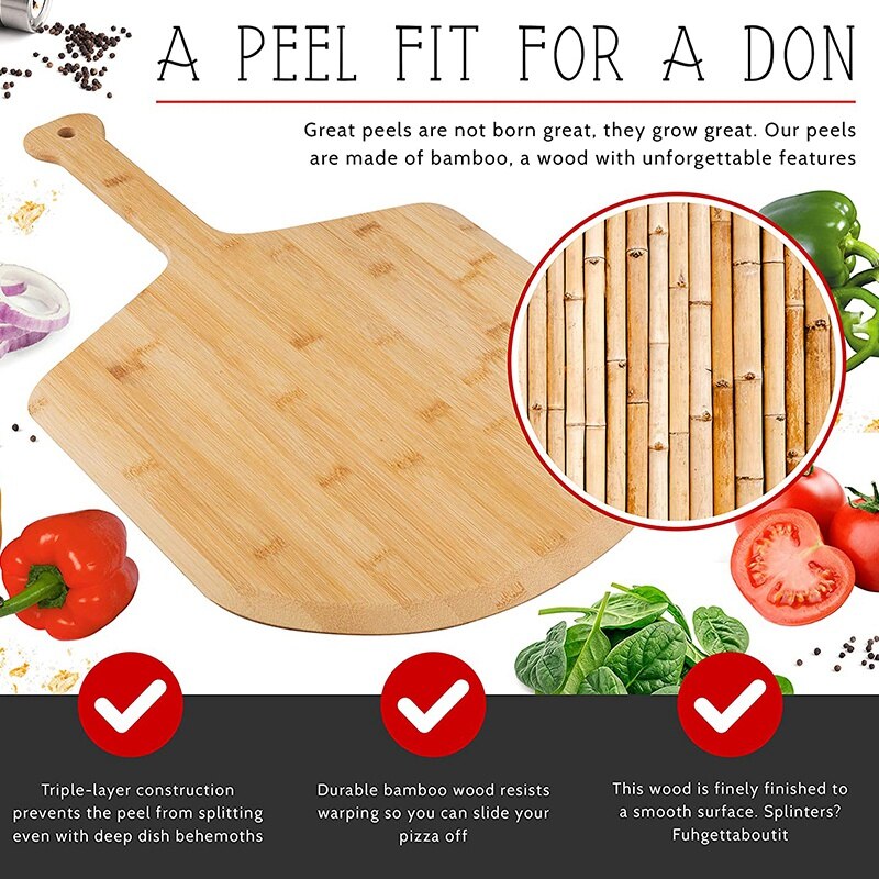 Pizza Schil, paddle-Spatel Grade Bamboe-12 Inches Handvat-Lichtgewicht Te Gebruiken Voor Professionele Zelfgemaakte Pizza