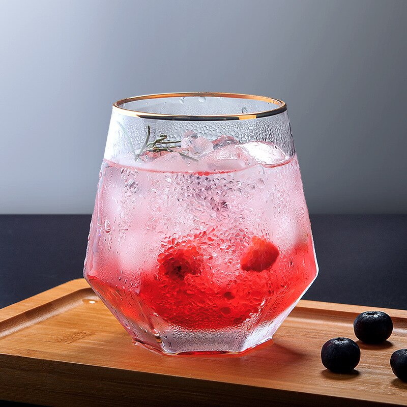 Hexagon Wine Glass Tumbler Mug Latte Coffee Fruit Juice Whiskey Cups Drinking Bar Club RR2180