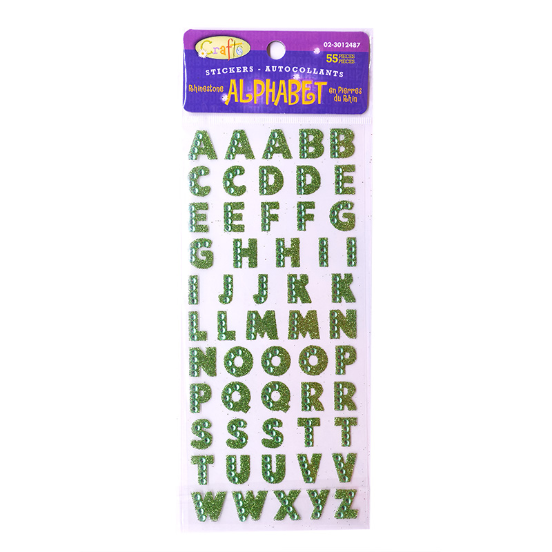 Pegatinas de letras de diamantes de imitación, 1 hoja, letras del alfabeto brillantes, autoadhesivas, bricolaje, para PC, decoración de teléfono, de nombre, suministros de álbum de recortes: P06 Green