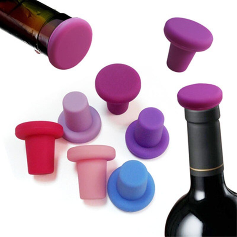 Tapón de silicona para botella, tapón para vino, herramientas de preservación para Bar familiar, seguro y saludable, 6 colores, 1 Uds.