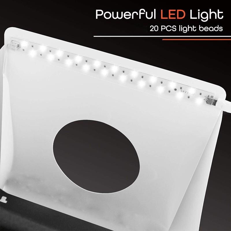 Foldable Photography Lightbox Photo Studio Softbox LED Light Shooting Box Kit With 2 Background for DSLR Camera Smart Phone