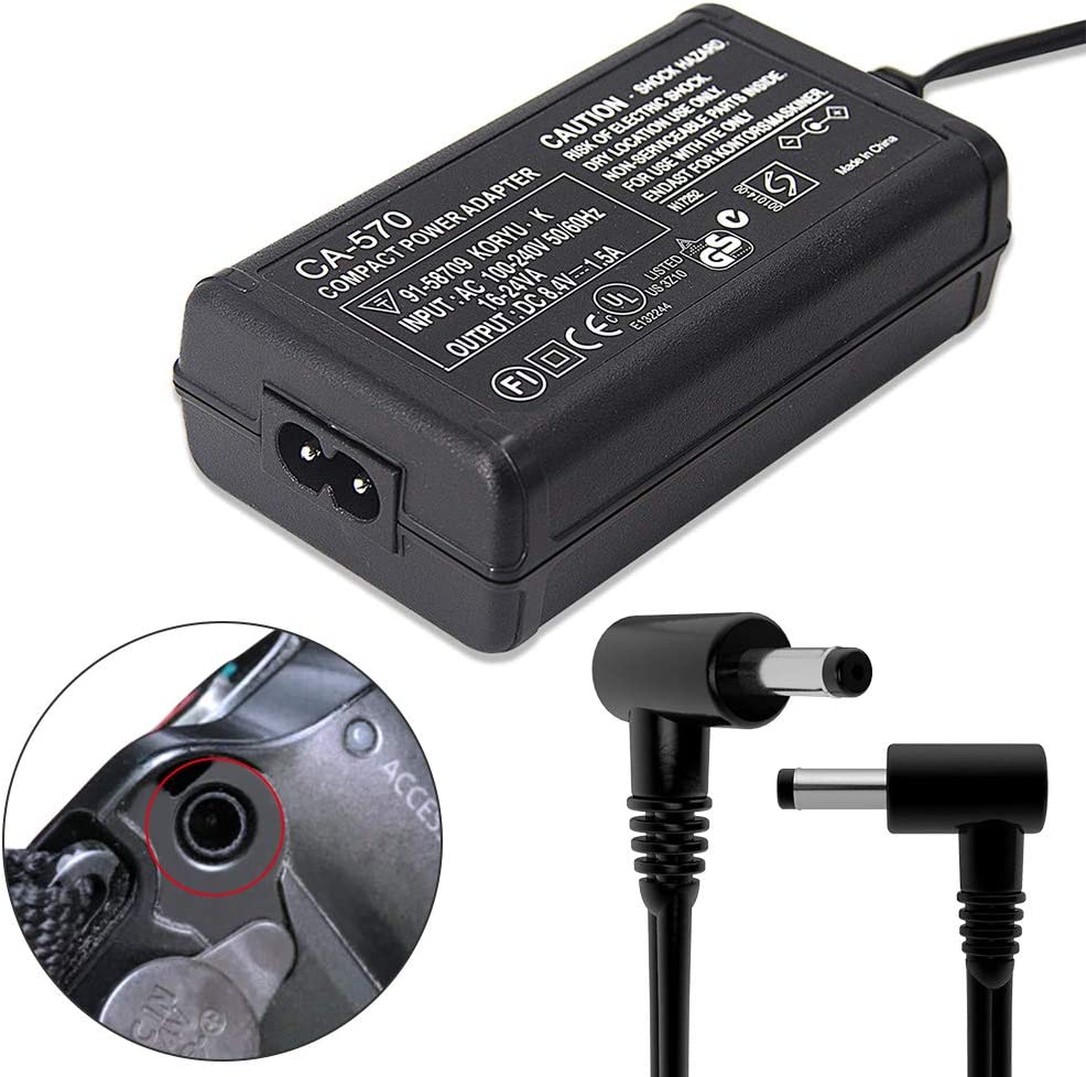 CA-570 Adapter/Charger for Canon R60 ZR65MC ZR70MCDC10 DC100 DC19 DC20 DC21 LEGRIA HF G30 XA10 XA20 XA25 XC10 Canon EOS 5D EOS 4