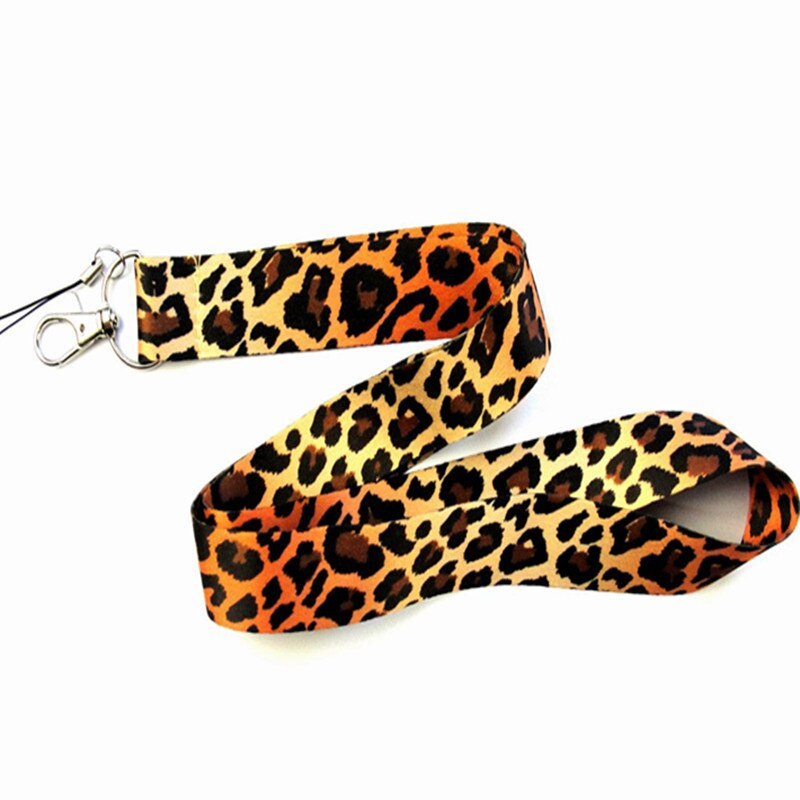 Leopard Print Phone holder Key Lanyard Cheetah ID Badge Holders Animal Phone Neck Straps with Keyring Mobile Phone Accessories
