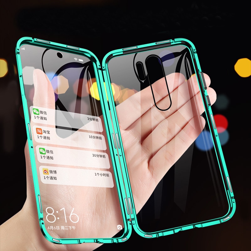 360 Bescherming Magnetische case Voor xiaomi redmi note 8 pro note8 note8pro Dubbelzijdig gehard Glas cover Metal Absorptie coque