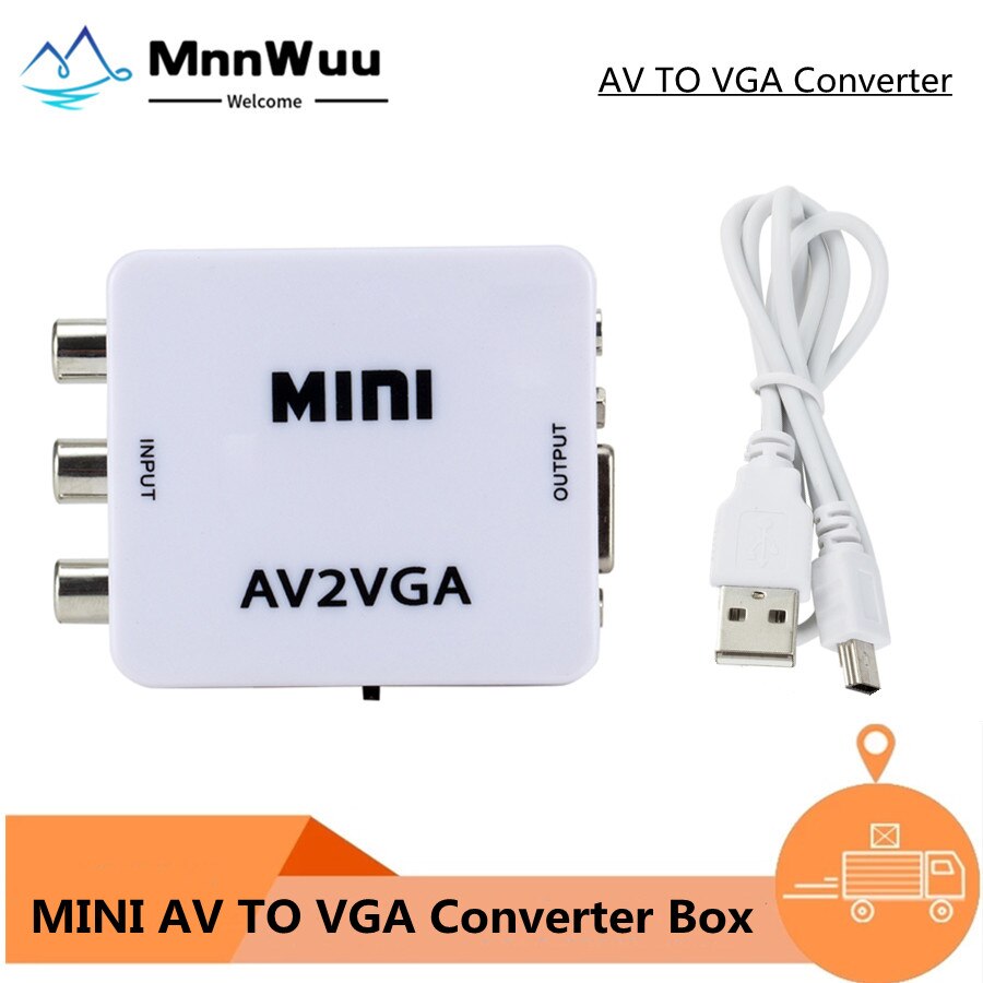 Mini Rca Naar Vga Converter AV2VGA Conversor Met 3.5Mm Audio Rca Naar Vga Video Converter Voor Pc Naar Tv hd Computer Naar Tv