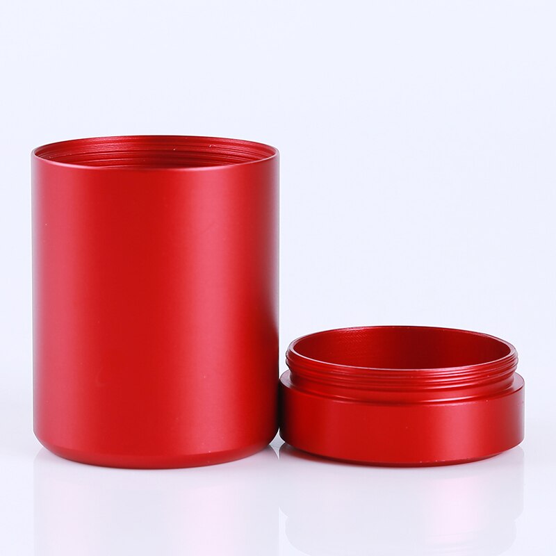 Airtight Smell Proof Container Aluminum Herb Stash Jar Tea Coffee Storage Box tea caddies box: red