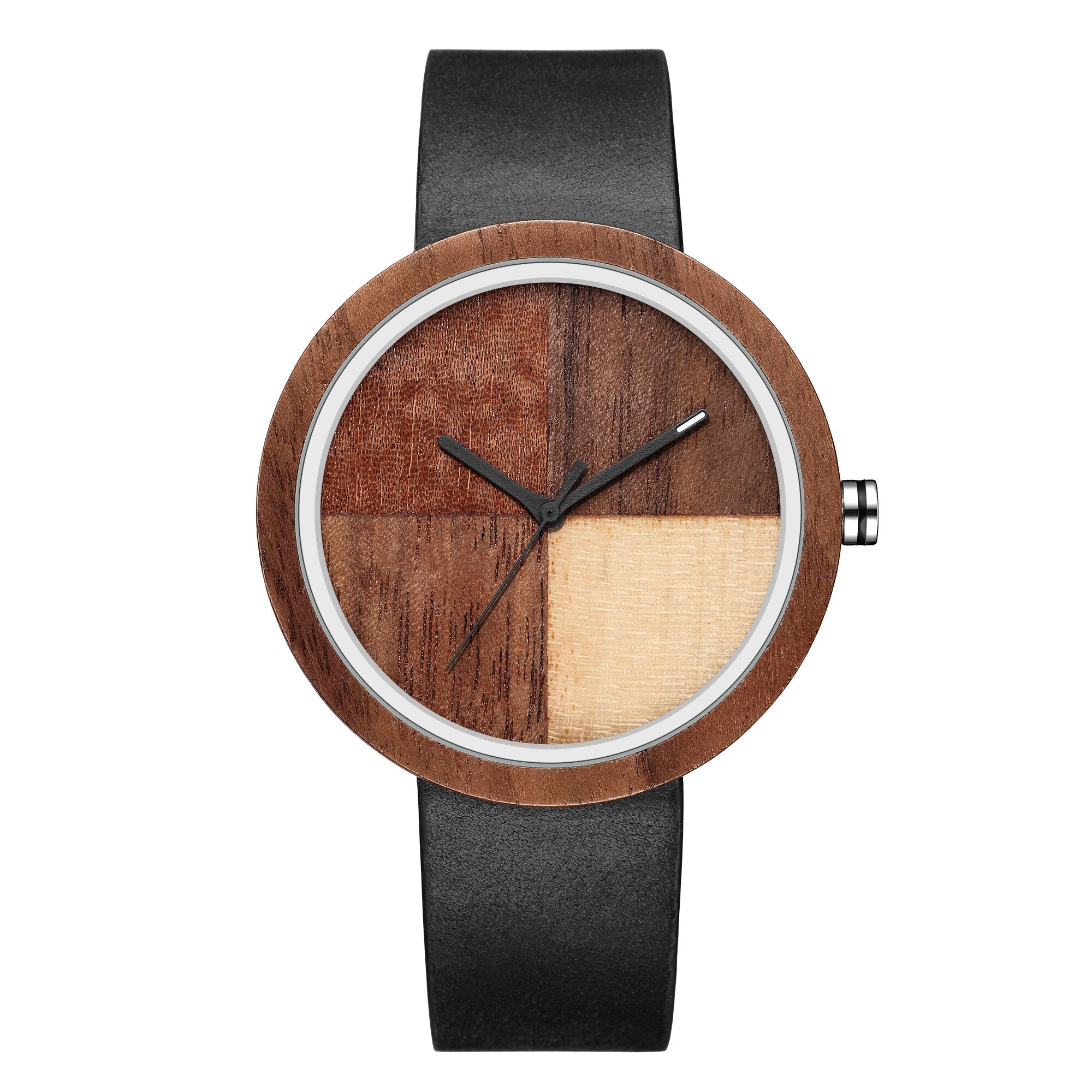 Wooden Quartz Movement Watch Men Lady Symmetrical Color Blocking Dial Wooden Strap Trend Couple Watch 2022 W367: 7