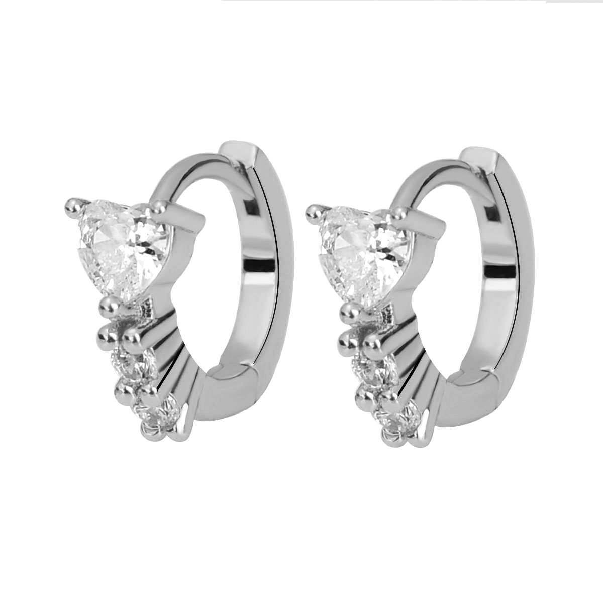 Pendientes Huggies púrpura blanco verde azul rojo corazón cuadrado Color plata pendientes de aro pequeños para mujeres niñas joyería de boda