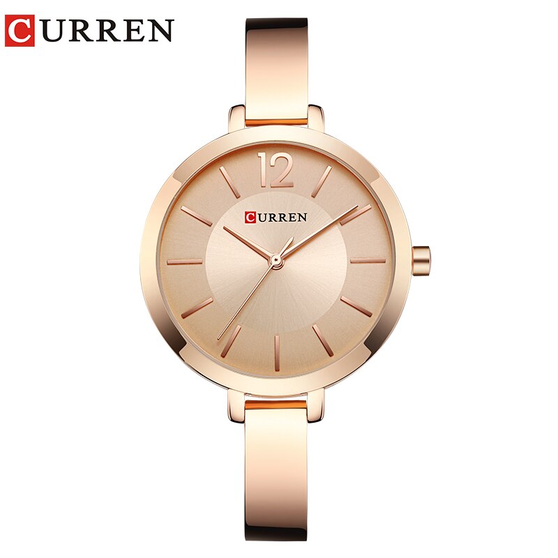 CURREN Gold Women Watches Stainless Steel Ultra thin Quartz Watch Woman Romantic Clock Women&#39;s Watches Montre Femme: rose